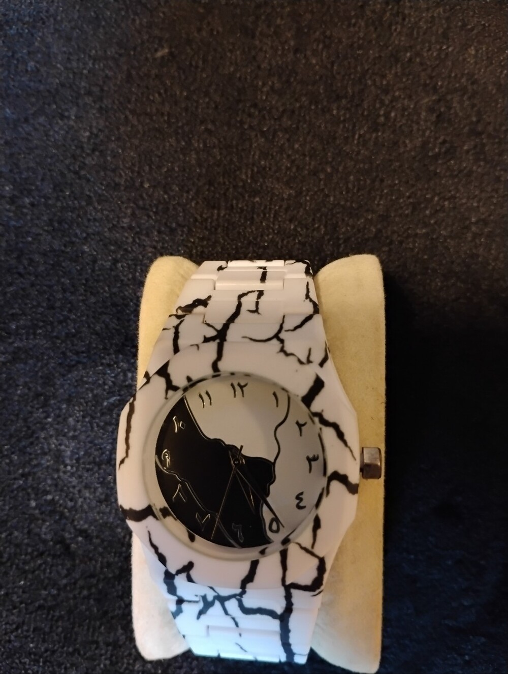White & Black Marble Men's Silicone Watch - Unbranded